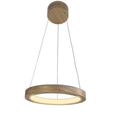 Imagem de Pendente de Madeira Sirius LED 3000K Acrílico 40 cm Freijó - Madeluz