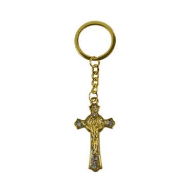 Imagem de Chaveiro Crucifixo Dourado 5cm - Taimes