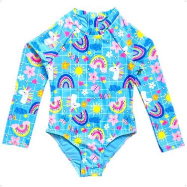 Imagem de Maiô Meninas Manga Longa Infantil Bebe Com Proteção Uv50 Maio - Anj Mo