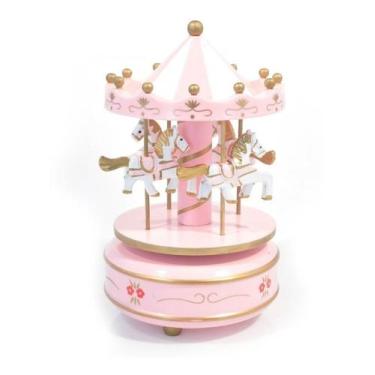 Imagem de Carrossel Caixinha Musical Infantil Cavalinho Decoração casa Quarto - 