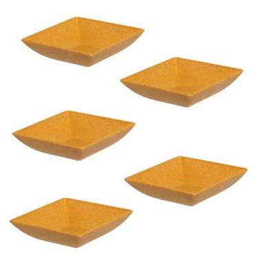Imagem de Kit 5un mini petisqueira quadrado aperitivos marrom claro - EVO