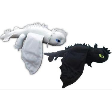 Imagem de Kit com 2 Dragão Branco E Preto Banguela de pelucia - R.H STORE