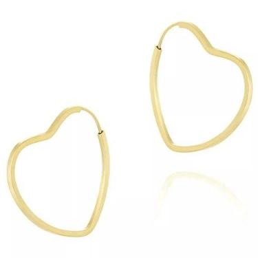 Imagem de Mini Argola De Ouro 18k 750 Formato Coração - RD Magazine