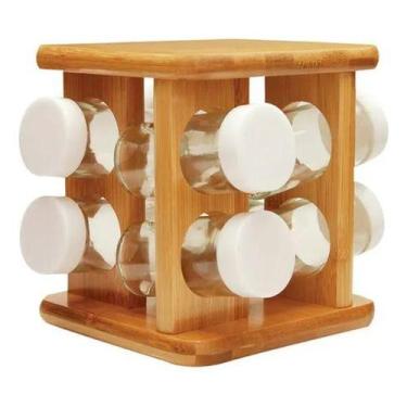 Imagem de Porta Temperos Organizador Condimentos Giratório Cozinha 9 Peças De Vi