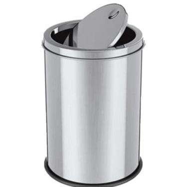 Imagem de Lixeira em inox basculante 12 litros cesto de lixo tampa giratoria vai