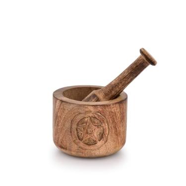 Imagem de Kaizen Casa Conjunto de pilão e pilão – triturador de comprimidos, moedor de especiarias, tigela de ervas, argamassa em pó Pesto - pilão de 10 x 7,6 cm - 14 cm