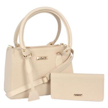 Imagem de Kit Bolsa Feminina Lateral + Carteira  - Aryel, Marfin