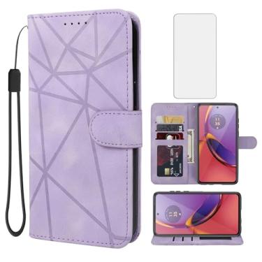 Imagem de Wanyuexes Capa para Moto G84, Motorola G84 XT2347 Capa carteira com protetor de tela de vidro temperado, pele sensação de pele flip suporte suporte para cartão de crédito capa de telefone para