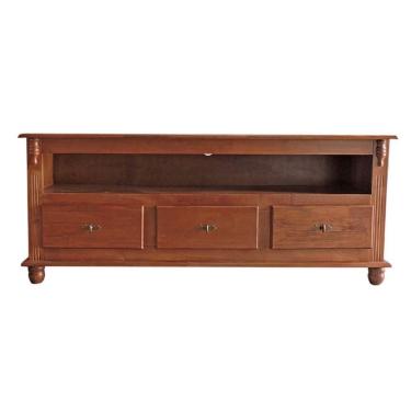 Imagem de Rack 3 Gavetas Com Nicho E Tampo De Madeira - M550501 Cor Garapa - Verniz