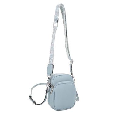 Imagem de Mali+Lili Bolsa tiracolo pequena para mulheres, bolsa de ombro com compartimento triplo com alça dupla, Azul empoeirado - Ferragens prateadas