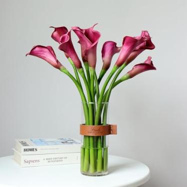 Imagem de grtefhu 12 peças de flores artificiais de lírio de calla de 66 cm, lírios de cala falsos de haste longa de toque real para vasos altos, decoração de casa para casamento, escritório, decoração de casa