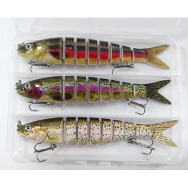 Imagem de SEASKY Swimbait Iscas de natação artificiais, iscas de pesca para truta robalo, iscas de natação multiarticuladas Topwater, pacote com 3 peças, isca articulada com 8 seções, 14 cm 7 g (KIT2)
