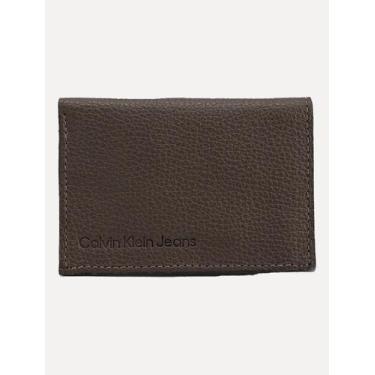 Imagem de Carteira Calvin Klein Jeans Porta Cartão Couro Floater Queima Logo Mar