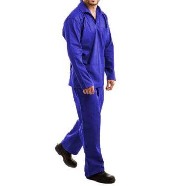 Imagem de Calça Brim 4 Bolsos Total Elástico Camisa Manga Longa Gola Italiana Se