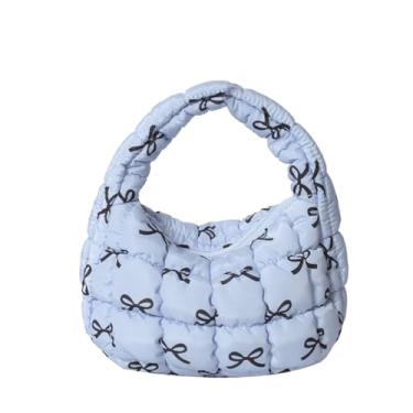 Imagem de Bolsa acolchoada acolchoada bolsa puff puff bolsa de nylon leve bolsa de transporte bolsas inchadas para mulheres, Azul