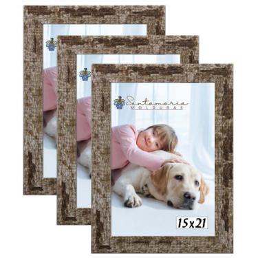 Imagem de Kit 3 Molduras Porta Retrato 15X21 Marrom - Santamaria Molduras