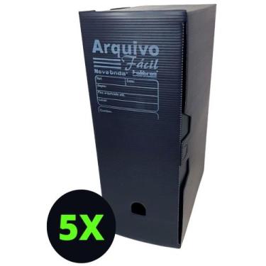 Imagem de 05 Caixa Arquivo Morto Plástico Polionda Escritório Ofício - Polibras