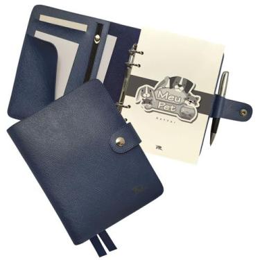 Imagem de Agenda Meu Pet 194-R Personalizada Raffai Couros, Azul Jeans