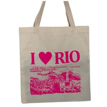 Imagem de Bolsa Ecobag 100% algodão Estampa CRISTO VISU (Rosa) - CARIOCA MAIS