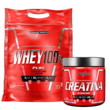 Imagem de Combo whey 900g + creatina 300g integralmedica - INTEGRALMÉDICA, Marro