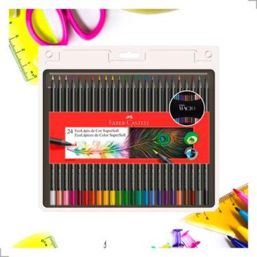 Imagem de Caixa de Lapis de Cor Faber Castell Super soft 24 Cores Kit Escolar Mi