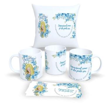 Imagem de Kit Com Almofada 30x30cm e Caneca de Porcelana Signos Aquário - Estamp