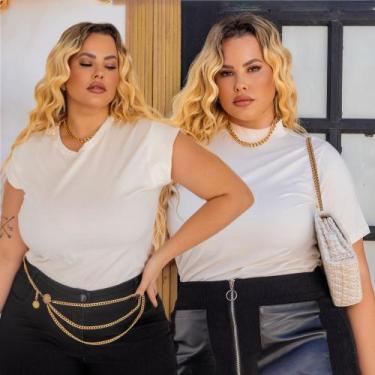 Imagem de Kit 2 Camisetas Plus Size 100% Algodão Ombreira Manga Curta - Snazzy S