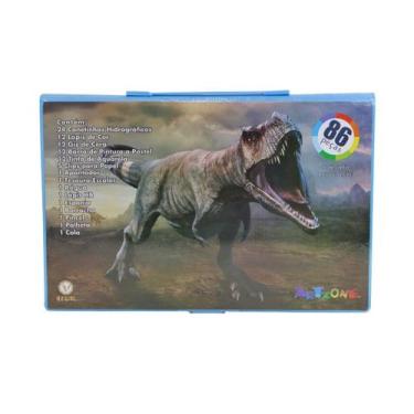 Imagem de Maleta escolar estampa dinossauro com 86 peças - EQP PRESENTES