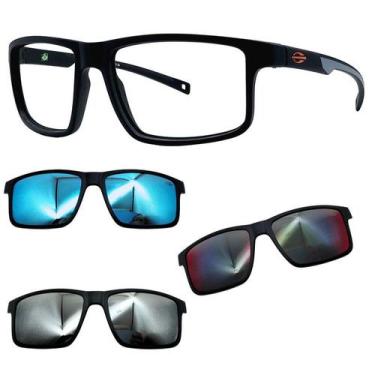 Imagem de Oculos Mormaii Swap 5 6127 APJ Preto Fosco Com 3 Clipons, Azul, Prata,