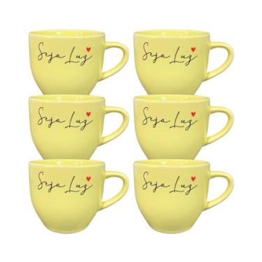 Imagem de Jogo 6 Xícaras Porcelana Amarela Paris Seja Luz 170ml