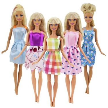 Imagem de 5 Vestidos Curtos de Cetim Para Bonecas Compatível com Bonecas de Até 