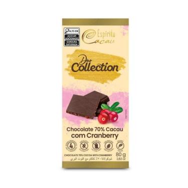 Imagem de Tablete de Chocolate 70% Cacau c/ Cranberry - 80g - Espírito Cacau