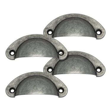 Imagem de Kit 4 Puxadores Para Armário Concha 2 Furos Colonial Moveis (Prata Envelhecido)