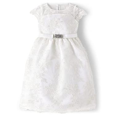 Imagem de Gymboree Vestido para ocasiões especiais para meninas tamanho único e infantil, Renda branca, 8