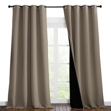 Imagem de NICETOWN Total de cortinas e cortinas, cortinas de sombreamento leve para serviço pesado com forro preto para janela de vila/corredor/dormitório (taupe, pacote com 2, 139,7 cm de largura x 243,8 cm de