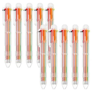 Imagem de PATIKIL Pacote com 50 canetas esferográficas multicoloridas 6 em 1 de 0,7 mm, 6 cores, retráteis, transparentes, para material de escritório, presente para crianças