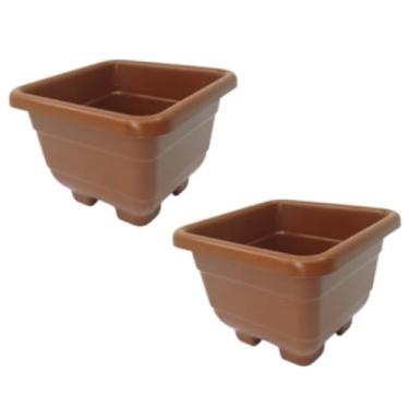 Imagem de Kit 2 Vasinhos/Cachepô quadrado 6cm - Vaso de Planta indicado para Suculentas - COR: MARROM