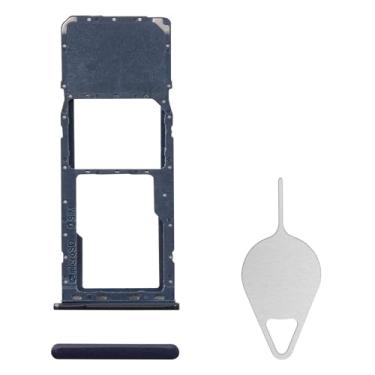 Imagem de BESJMYT Substituição da bandeja do cartão SIM para Samsung Galaxy A20 (versão SIM único) Adaptador de suporte de slot de bandeja de cartão azul profundo com ejetor de agulha para A20 SM-A205U