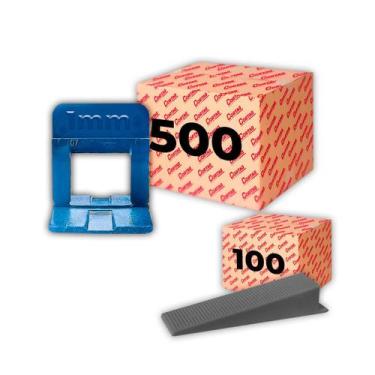 Imagem de Kit Espaçador Nivelador Eco C/500/1000 Pçs Mais Cunha de Nivelamento E