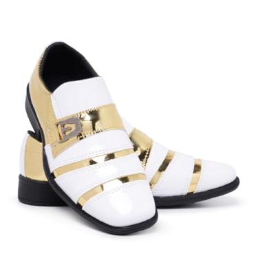 Imagem de Sapato Social Infantil Moderno Verniz 443 (Branco com Dourado, BR, Criança de 4 a 8 anos, Numérico, 30)