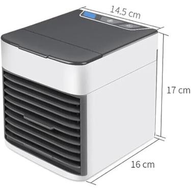 Imagem de Mini Climatizador de Ar Portátil, Umidificador e Purificador, 3 Velocidades, Branco e Preto