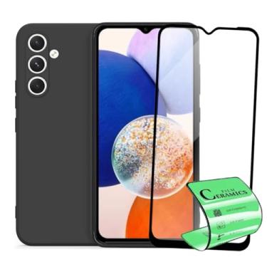 Imagem de Kit Película Premium 9D Cerâmica e Capa Capinha VELUDO preta Compatível Com Samsung Galaxy A14 5g