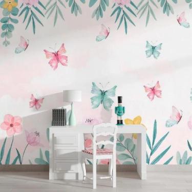Imagem de Papel de Parede Flores e Borboletas - AloPapers, 3,50m de largura, 3.0