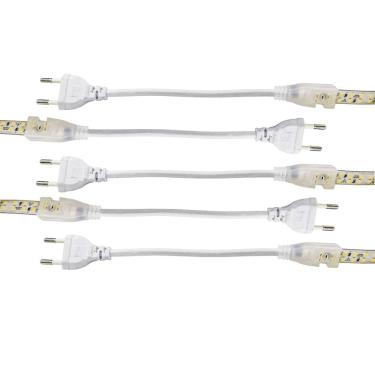 Imagem de Conector Plug Rabicho para Fita LED 8mm Kit 5 Unidades Fonte Tomada Decoraçao Casa Loja Teto Rebaixando Gesso Sanca Perfil Iluminaçao