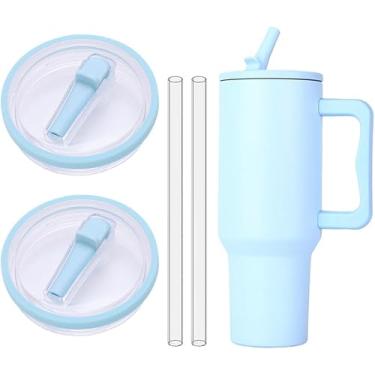 Imagem de Tampa de canudo flip compatível com Stanley Cup tampa reutilizável à prova de derramamento compatível com Stanley Cup capa de canudo quencher à prova de vazamento para copo de 1,134 g - pacote com 2