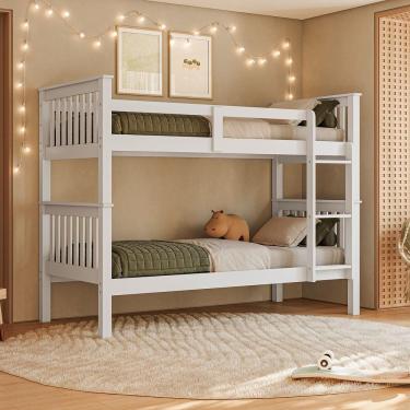 Imagem de Cama Beliche De Solteiro Dupla Suspensa Em Madeira Woodstore