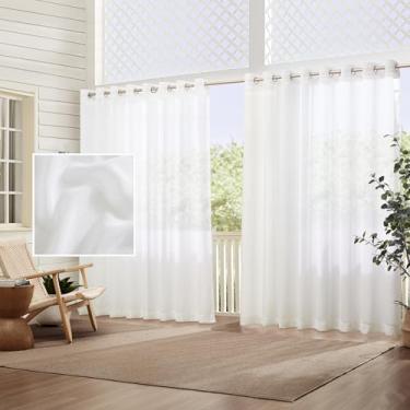 Imagem de Elrene Home Fashions Painel de cortina de janela com ilhós transparentes para ambientes internos/externos Carmen, 289,6 x 274,3 cm (1, branco