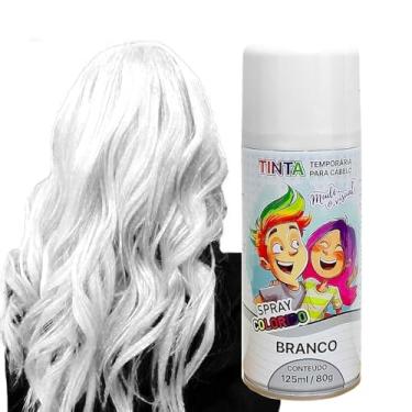 Imagem de Tinta Spray Para Festa Dia das Crianças Cabelo Maluco Lavável Carnaval Infantil Halloween (Branco, 1 Unidade)