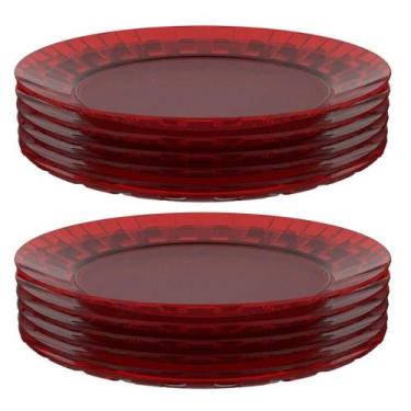Imagem de Kit 12 Pratos Vermelhos Grandes 26cm Crippa Servir Mesa Posta Eventos 