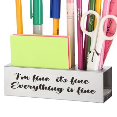 Imagem de TRCENDE Placa de mesa I'm Fine, It's Fine, Everything is Fine - Presentes engraçados de escritório, decoração de mesa de humor, presentes motivacionais para colegas de trabalho XB514